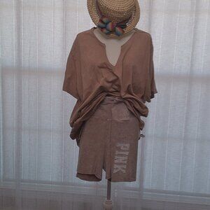 PINK by Victoria Secret Short Sleeve V-neck T-shirt and Shorts XXL